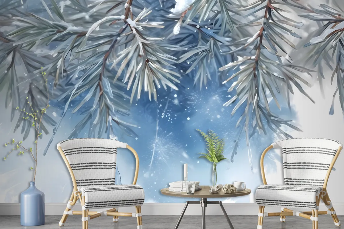 Nordic Style Tropical Leaves Wallpaper Mural