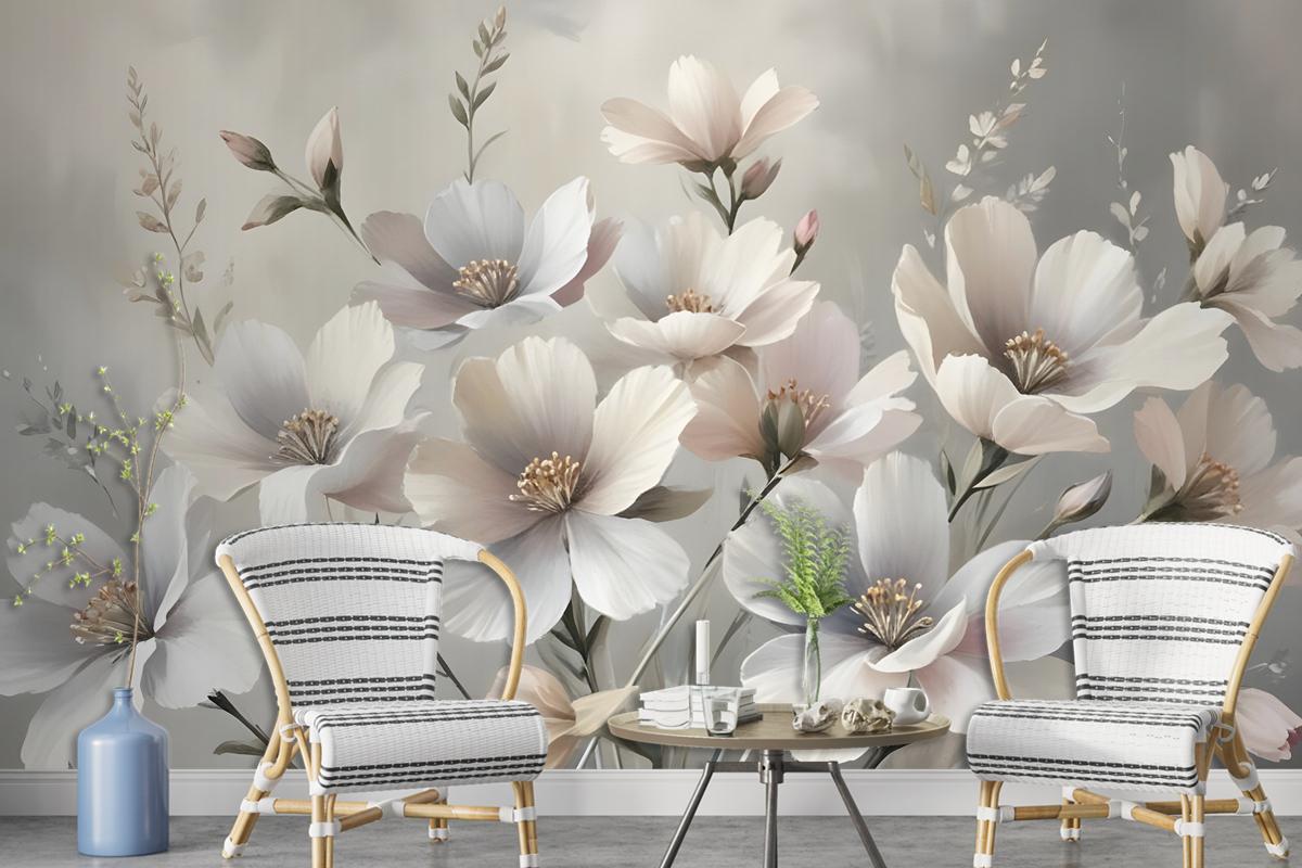 Oil Painting Pastel Floral Wallpaper Mural