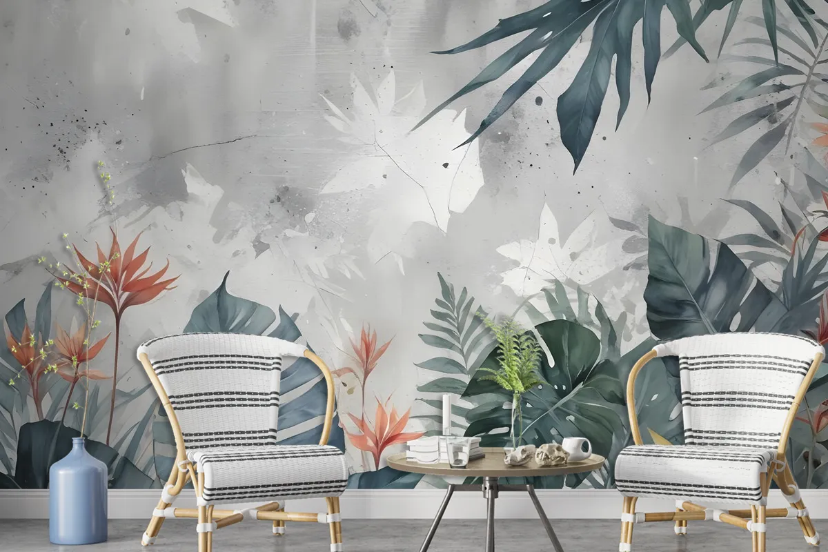 Old Tropical Leaf Wallpaper Mural