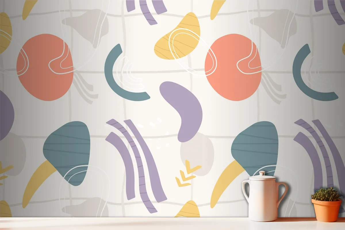 Organic Flat Abstract Element Pattern Wallpaper Mural