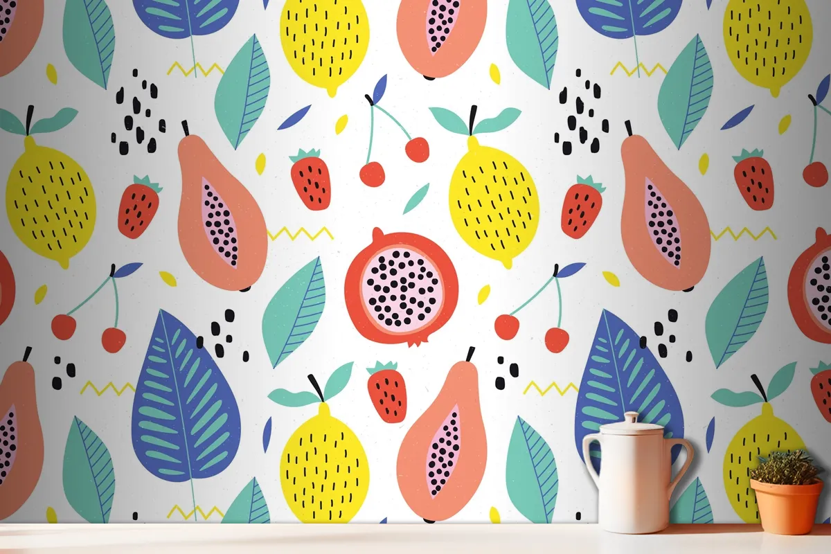 Organic Flat Summer Kitchen Wallpaper Mural