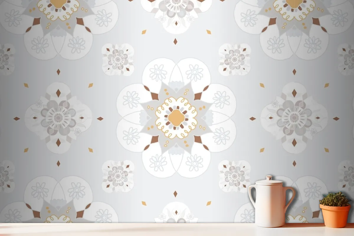 Oriental Mandala Floral Pattern Wallpaper Mural