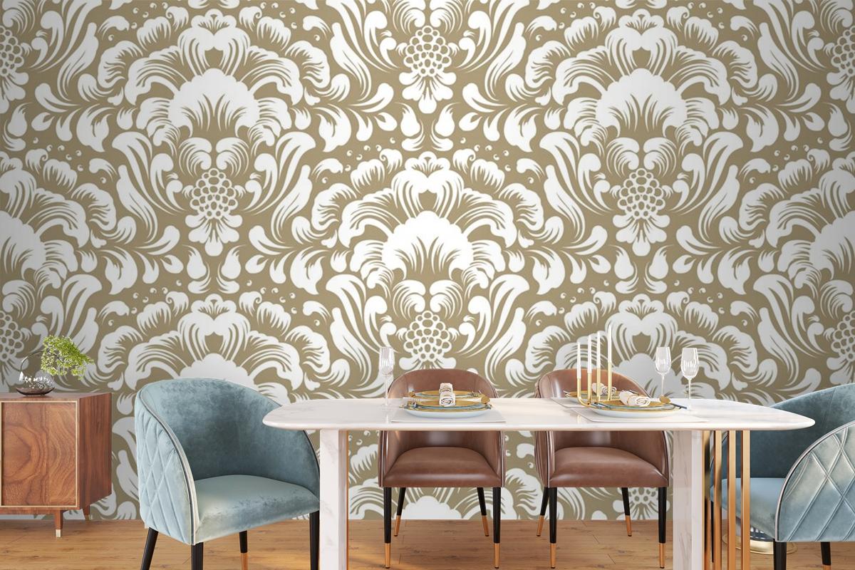 Ornamental Damask Seamless Pattern Wallpaper Mural