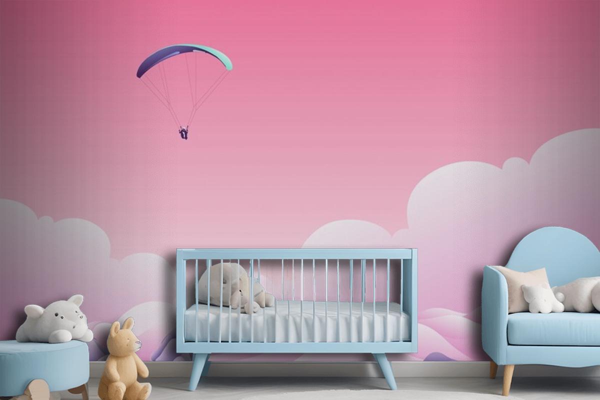 Parachute Above The Clouds Wallpaper Mural