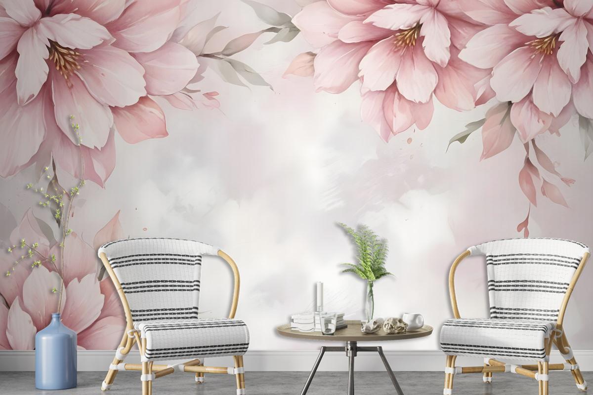 Pastel Pink Flower Wallpaper Mural