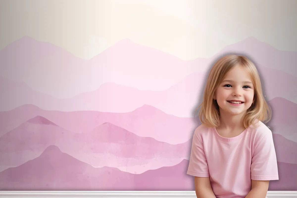 Pastel Watercolor Mountains Background Wallpaper Mural