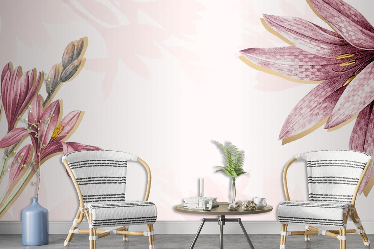 Pink Amaryllis Pattern Background Wallpaper Mural