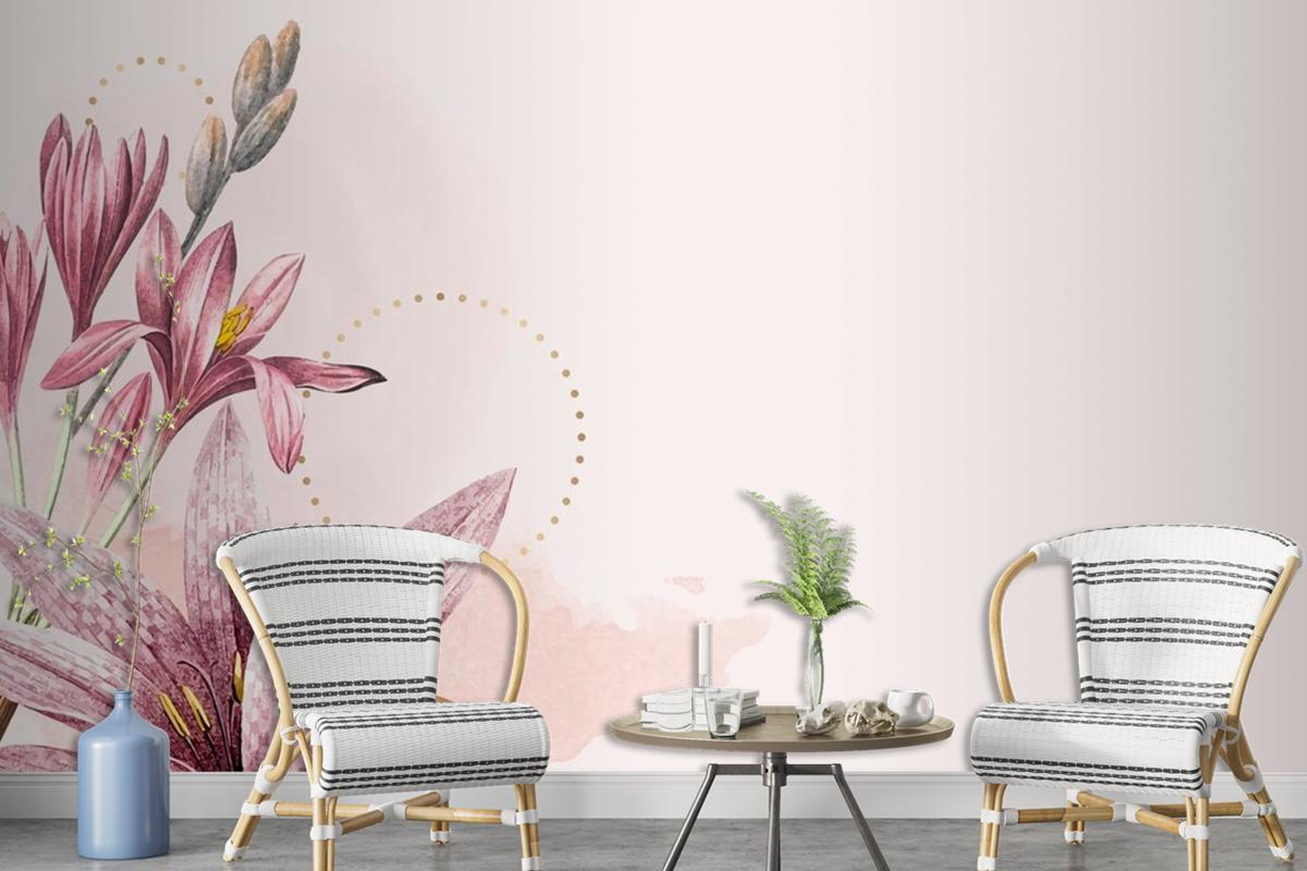 Pink Amaryllis Pattern Background Wallpaper Mural