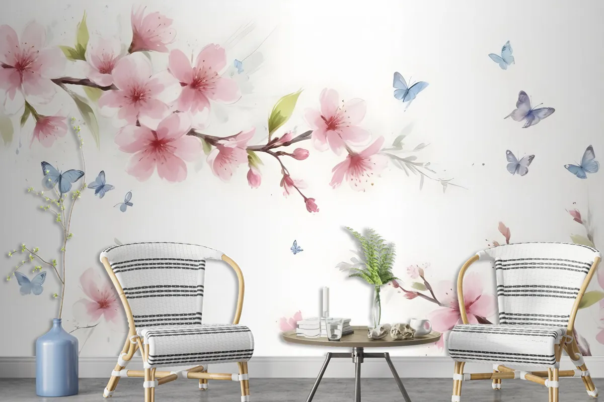 Pink Cherry Blossom Wallpaper Mural