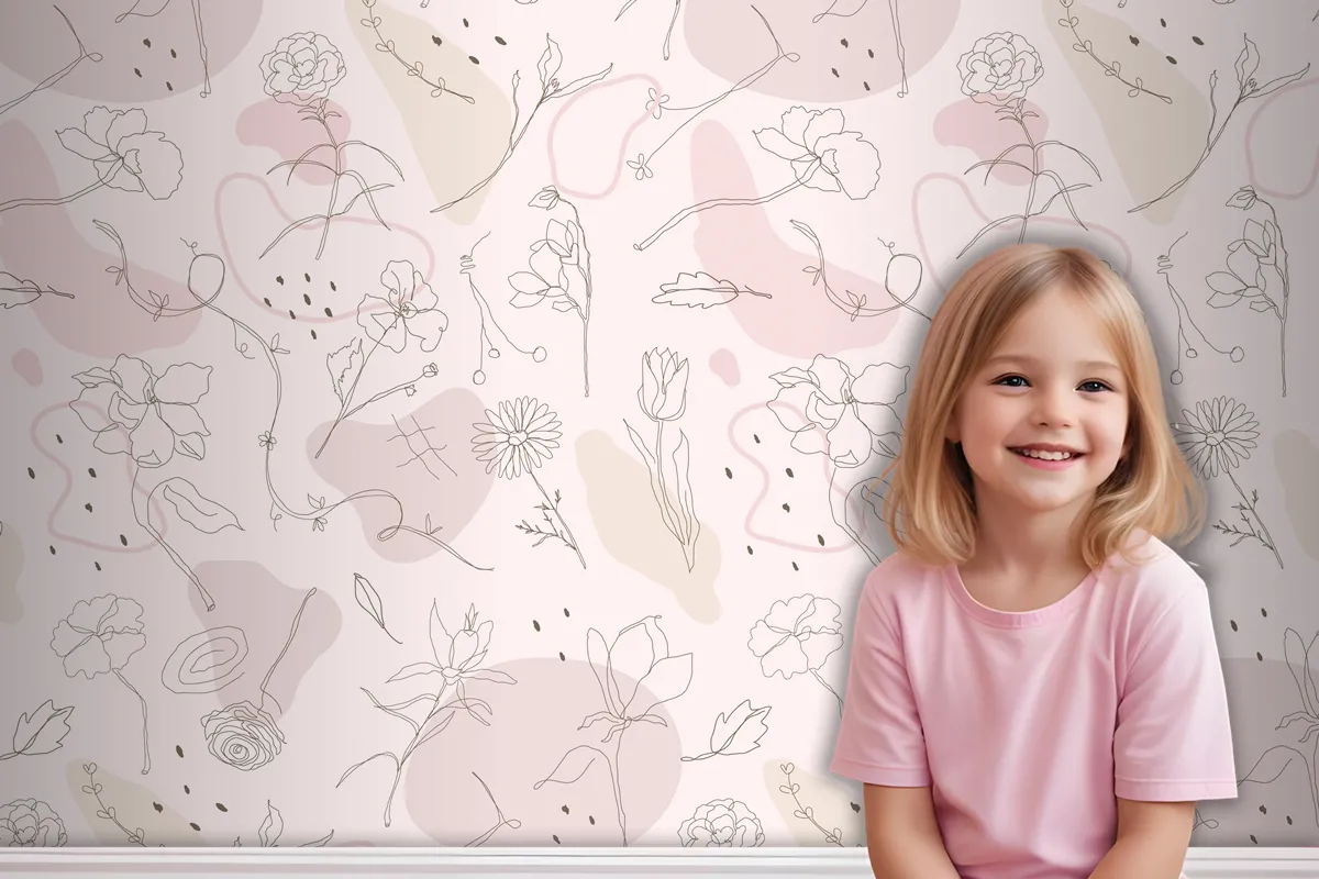 Pink Flower Pattern Wallpaper Mural