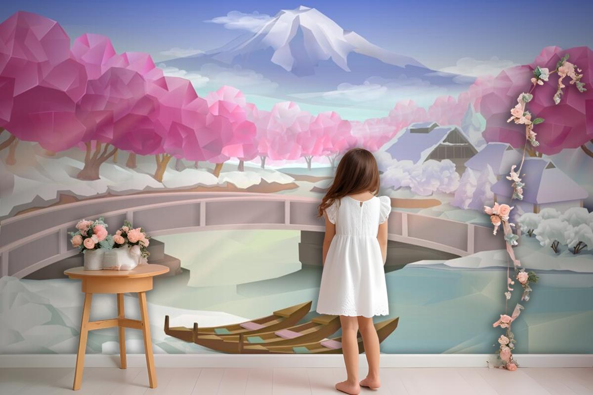 Pink Grove Landscape Wallpaper Mural