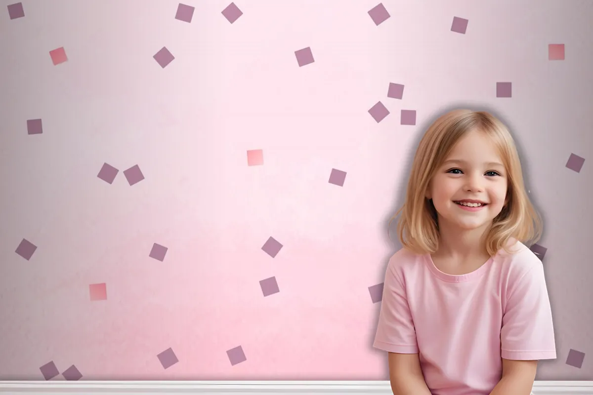 Pink Square Polka Dots Wallpaper Mural