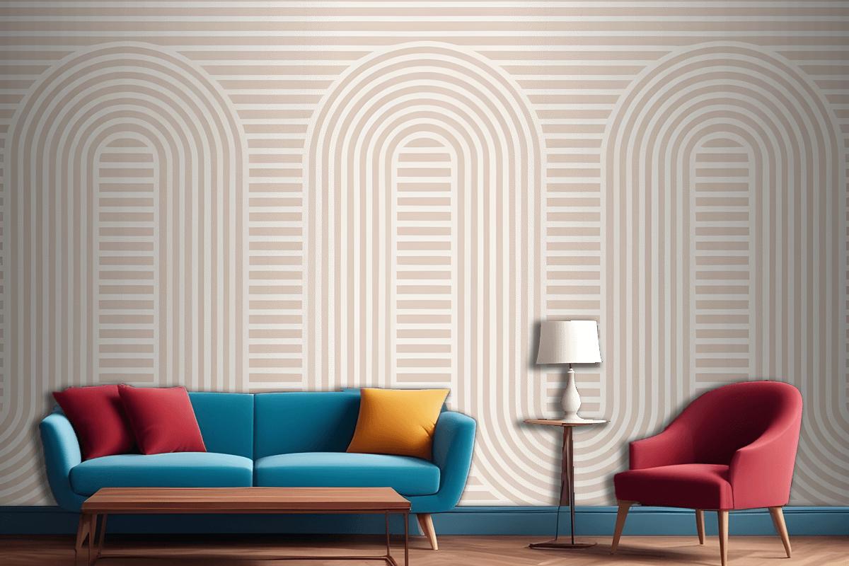 Pink Zen Garden Curves & Stripes Wallpaper Mural