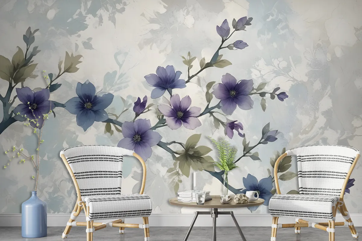 Retro Magnolia Blossom Wallpaper Mural