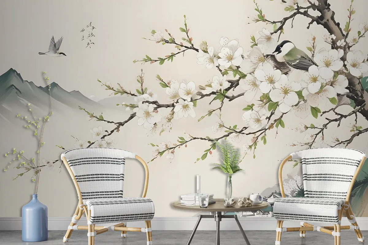 Retro Plum Blossom Wallpaper Mural