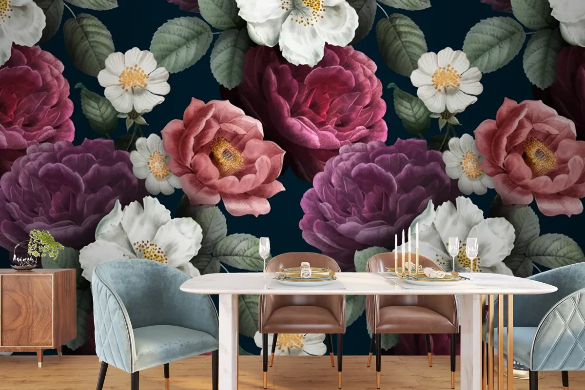 Romantic Floral Background Wallpaper Mural