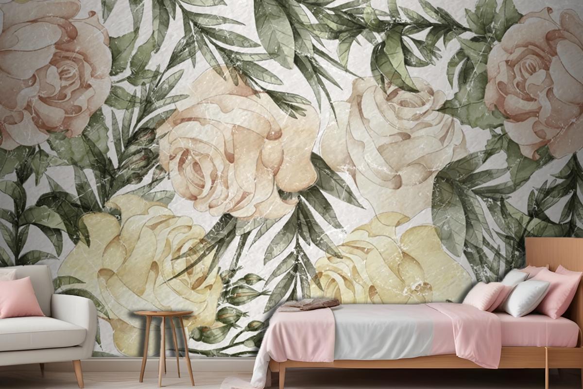 Roses Art Design Wallpaper Mural