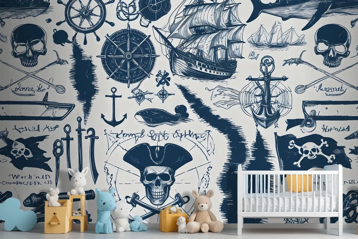 Sailor Map Adventure Kids Wallpaper Mural