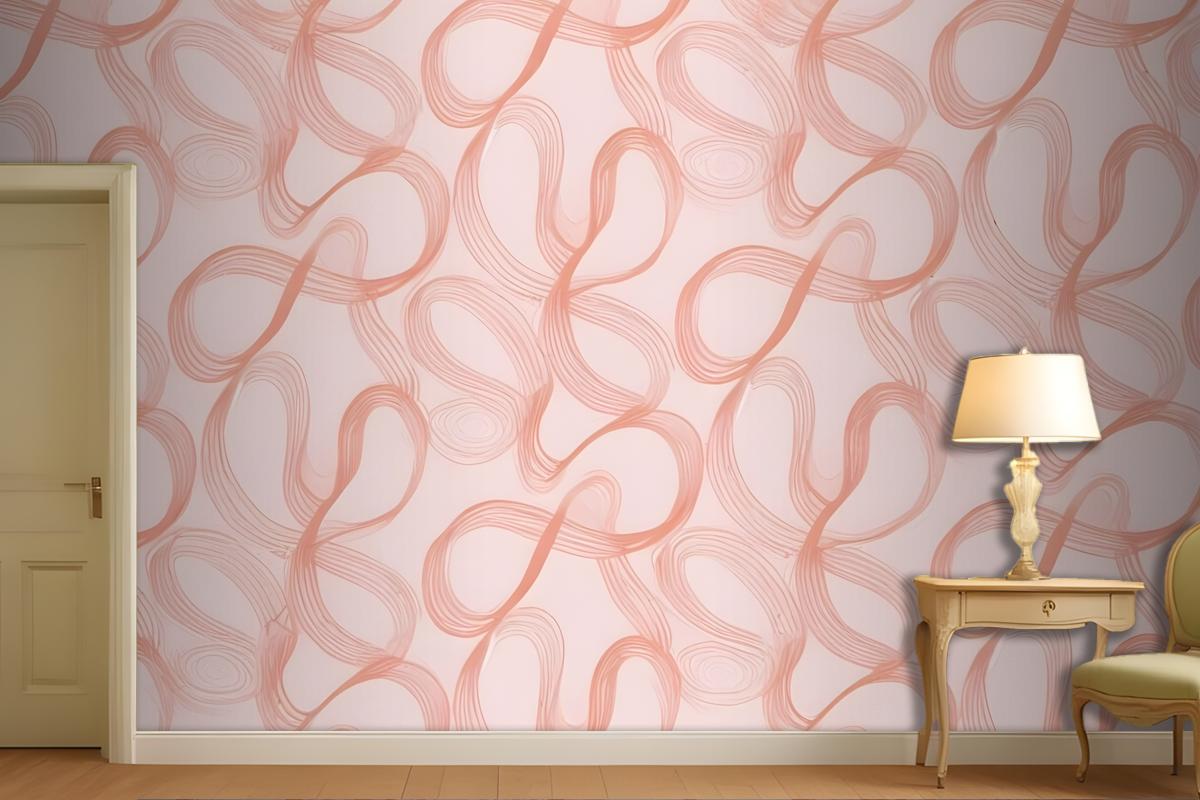 Seamless Abstract Pattern With Organic Flowing Shapes In Shades Of Pink And Peach Wallpaper Mural