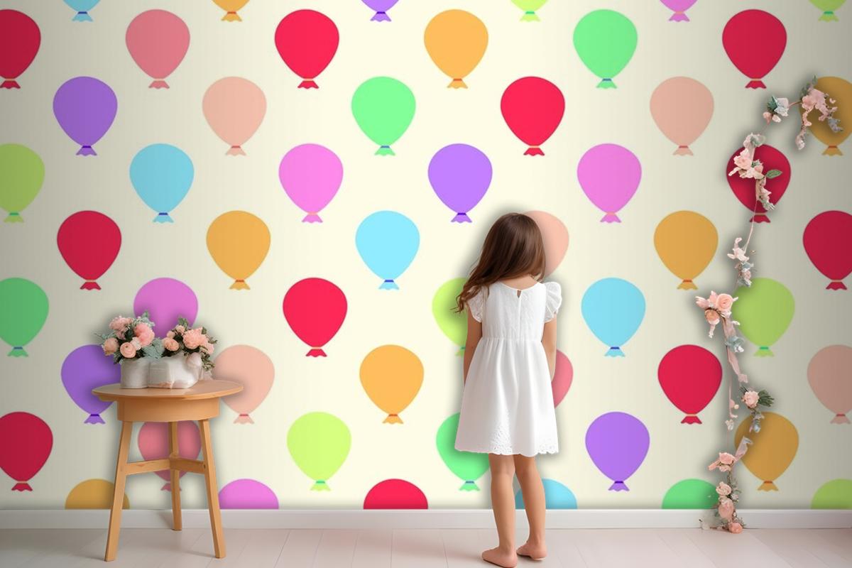 Seamless Colorful Balloons Pattern Wallpaper Mural