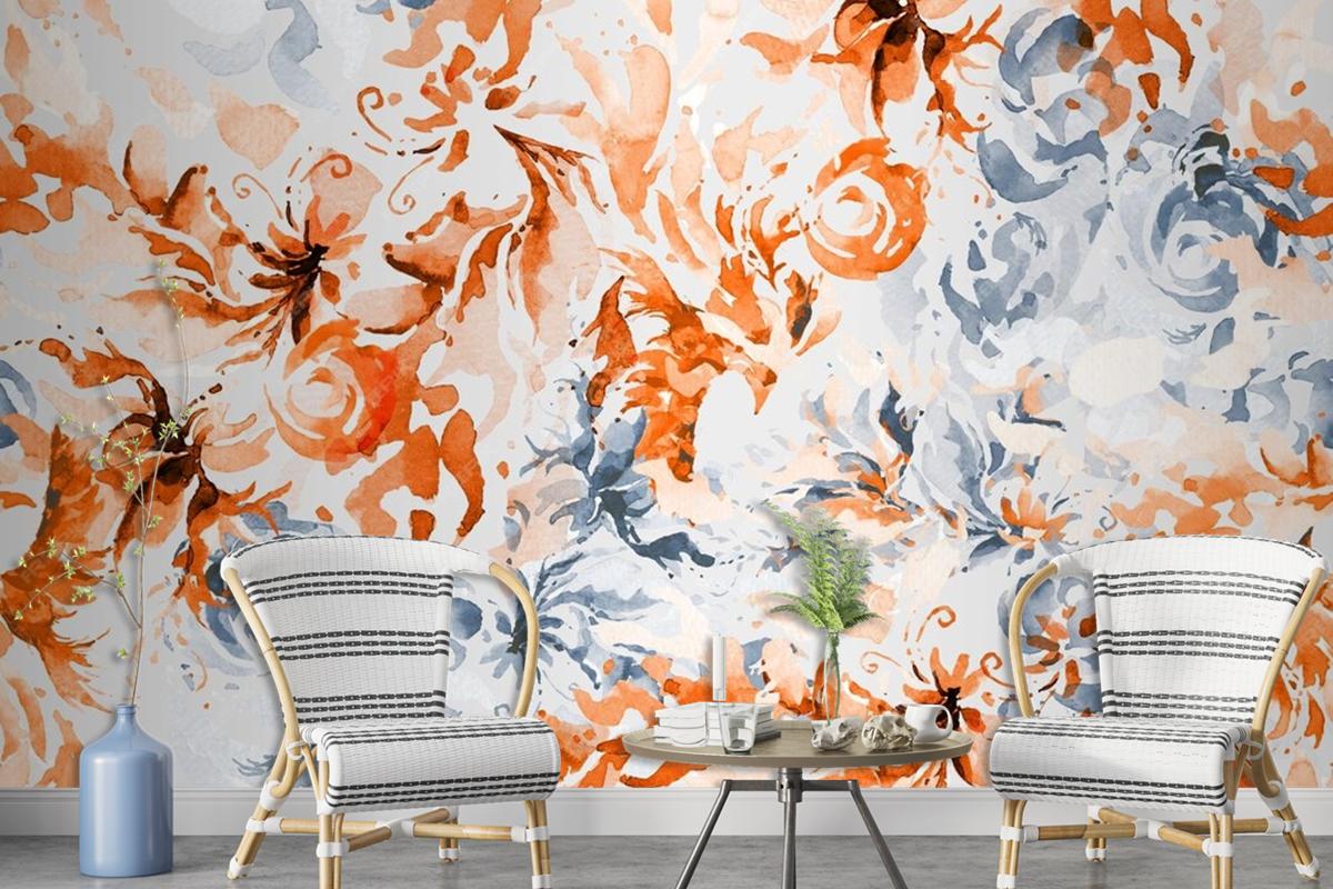 Seamless Pattern Abstract With Watercolor Floral Wallpaper Mural