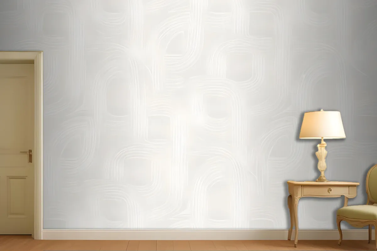 Seamless Pattern Of Abstract White Shapes On A Light Background Wallpaper Mural