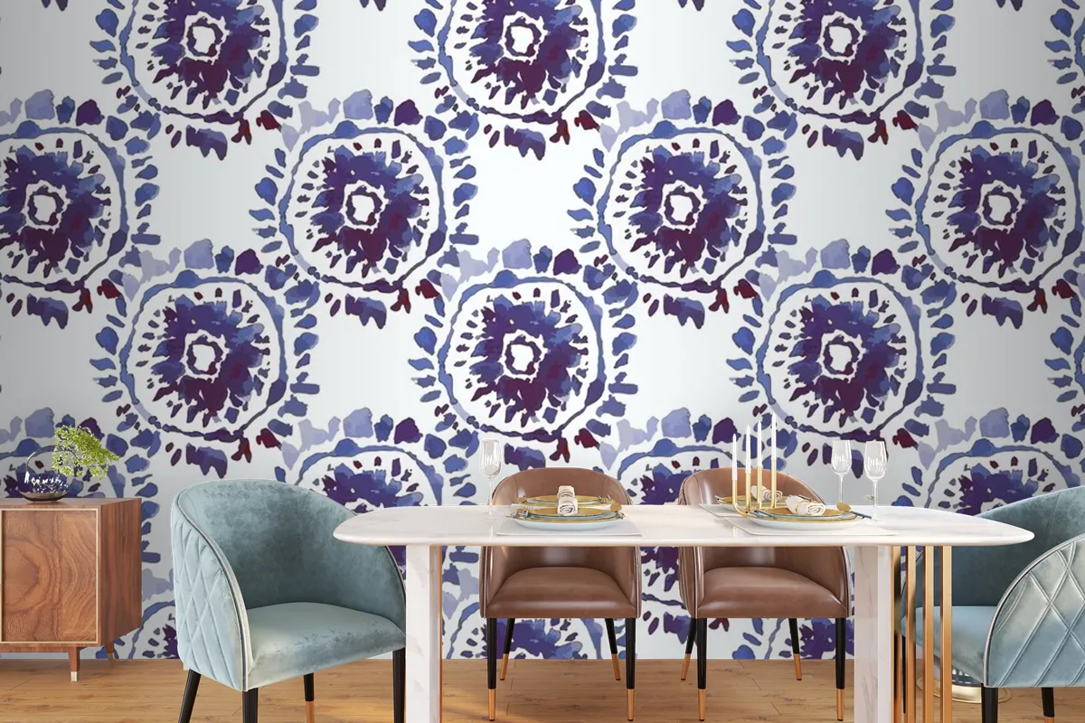 Shibori Hand Painted Pattern Watercolor Wallpaper Mural