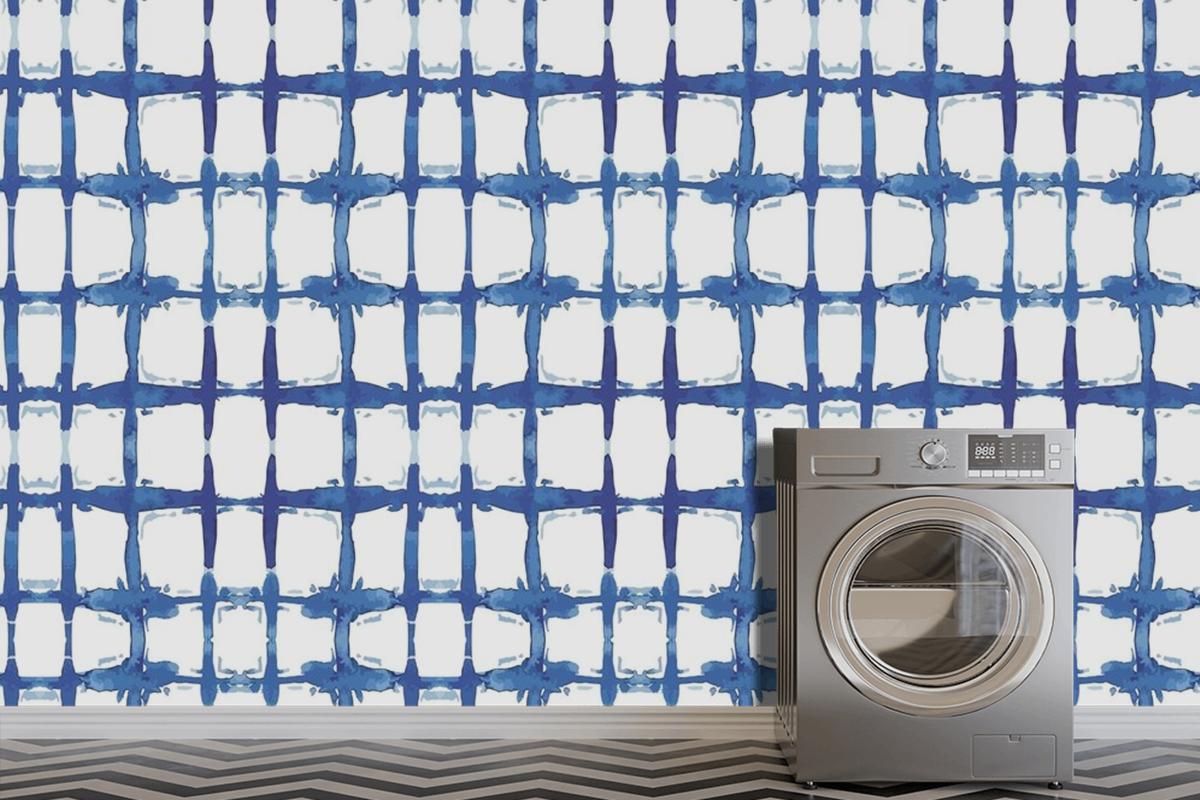 Shibori Lines Pattern Watercolor Wallpaper Mural