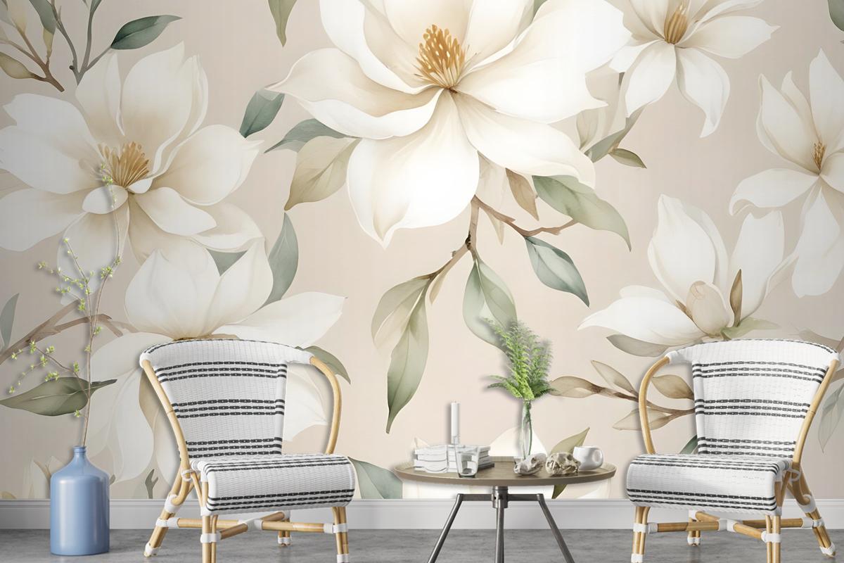 Soft Magnolia Floral Wallpaper Mural