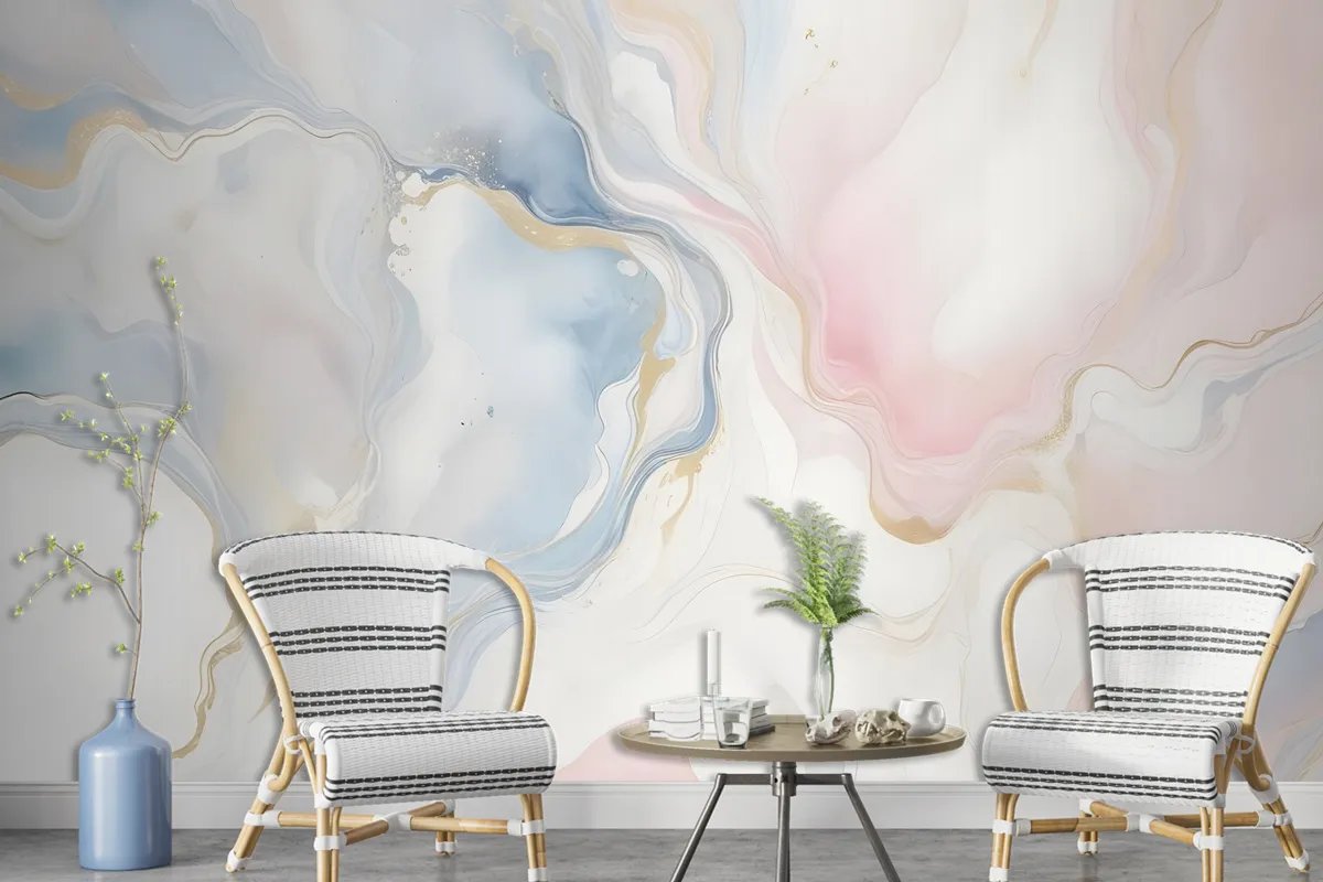 Soft Neutral Abstract Marble Art Wallpaper Mural