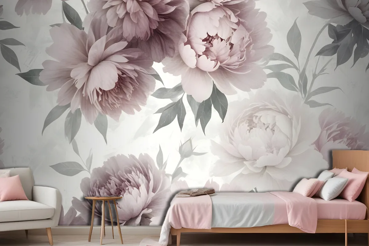 Soft Peony Floral Wallpaper Mural