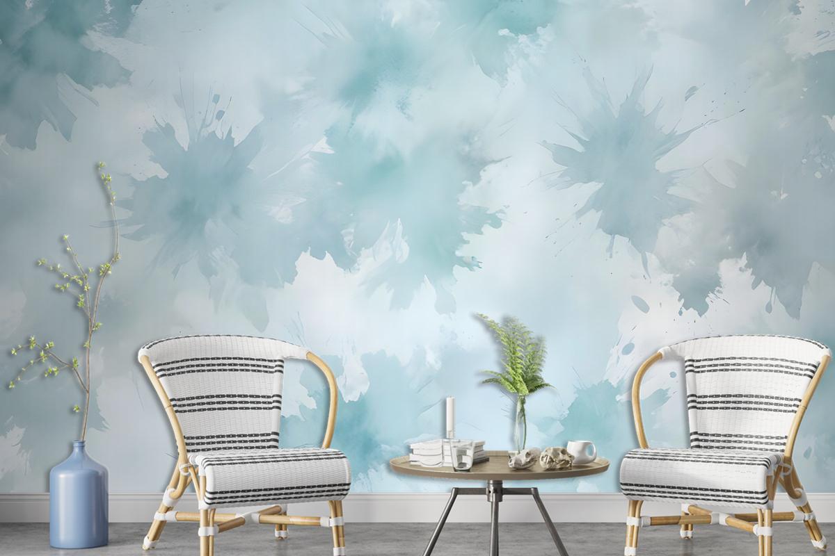 Soft Turquoise Brush Wallpaper Mural