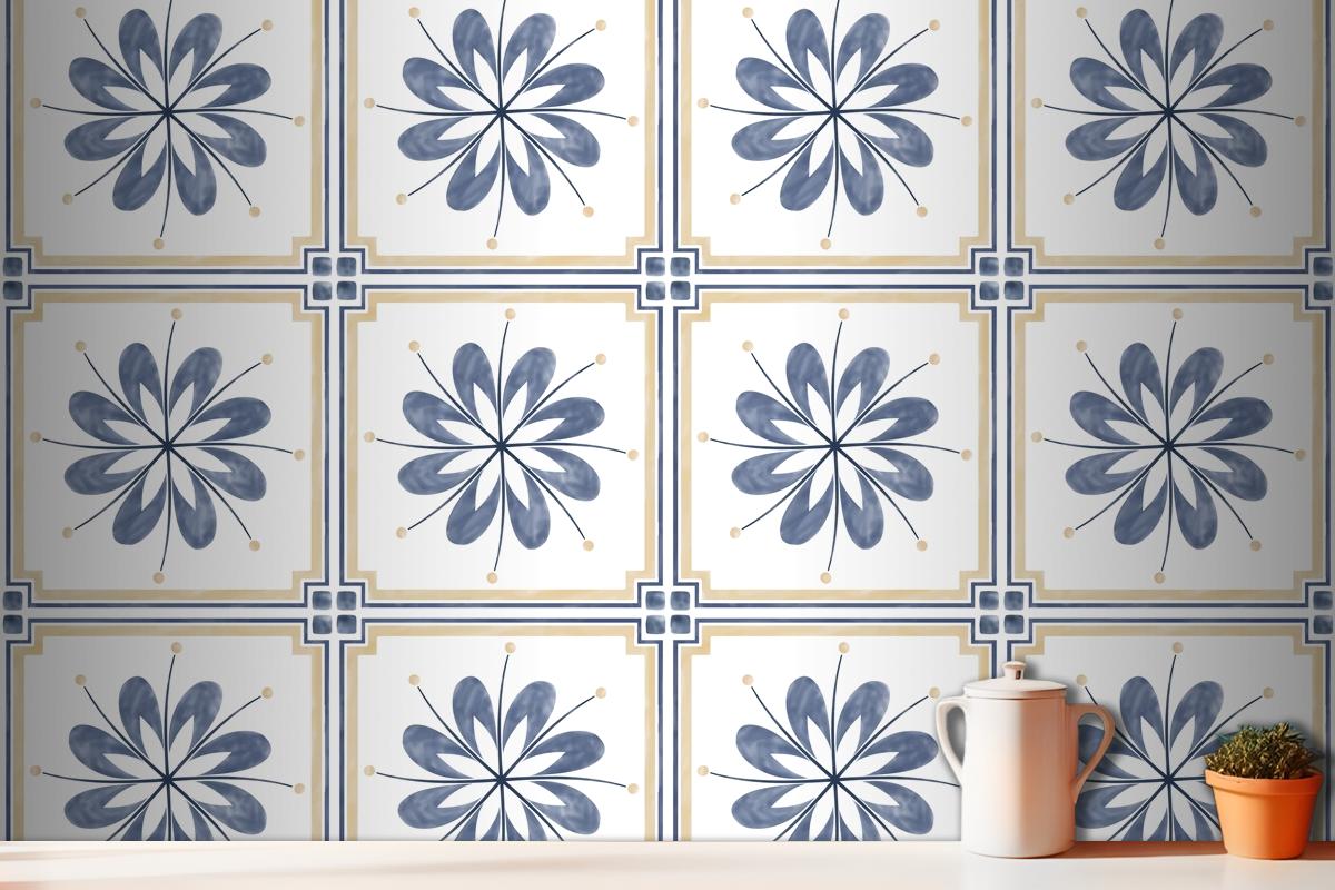 Tiles Textured Pattern Design Kitchen Wallpaper Mural