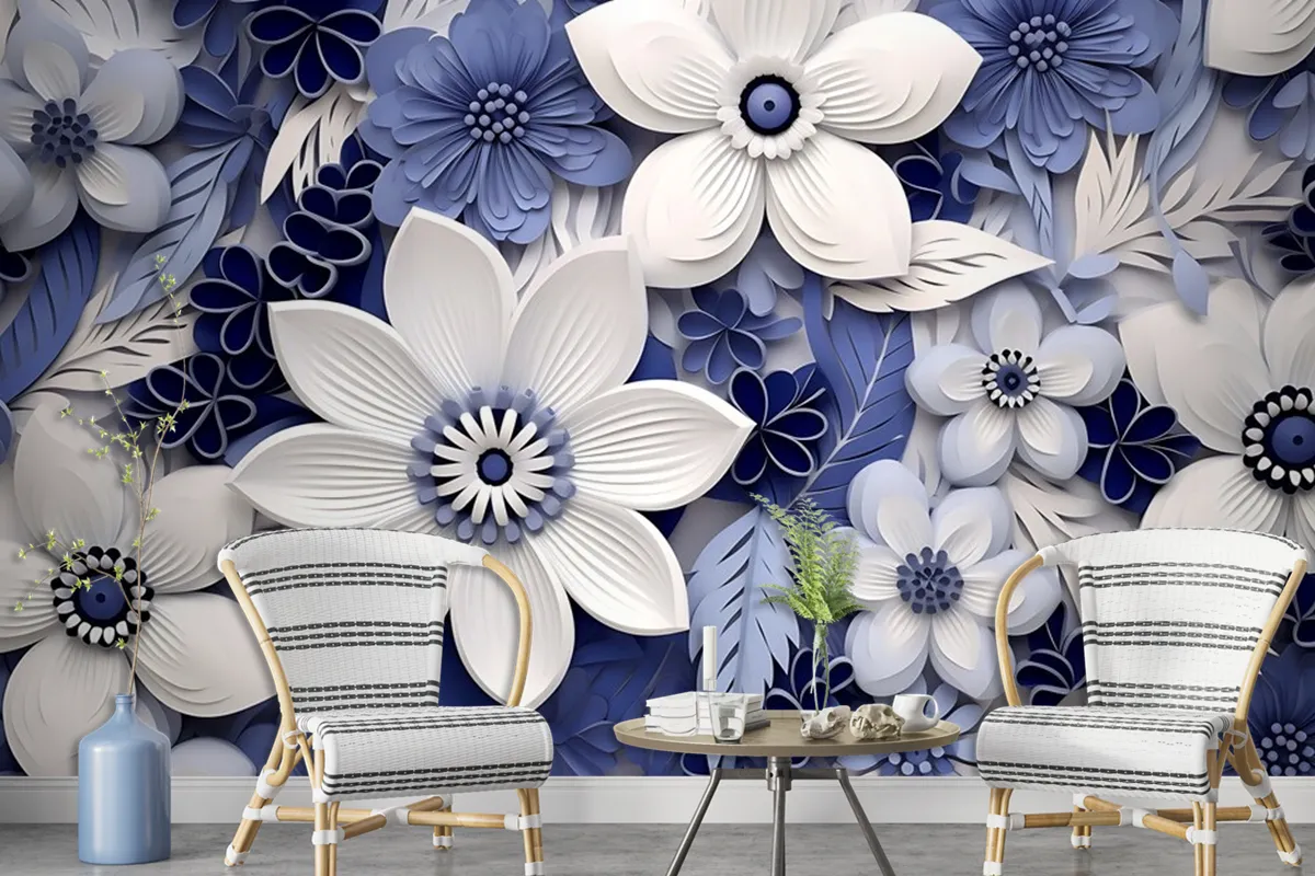 Top View Beautiful Flowers Arrangement Wallpaper Mural