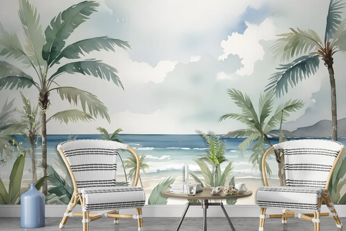 Tropical Beach View Wallpaper Mural