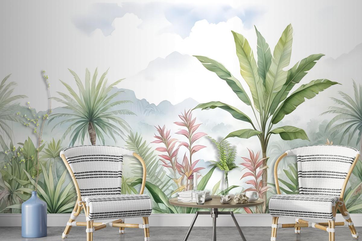 Tropical Forest Landscape And Banana Trees Wallpaper Mural