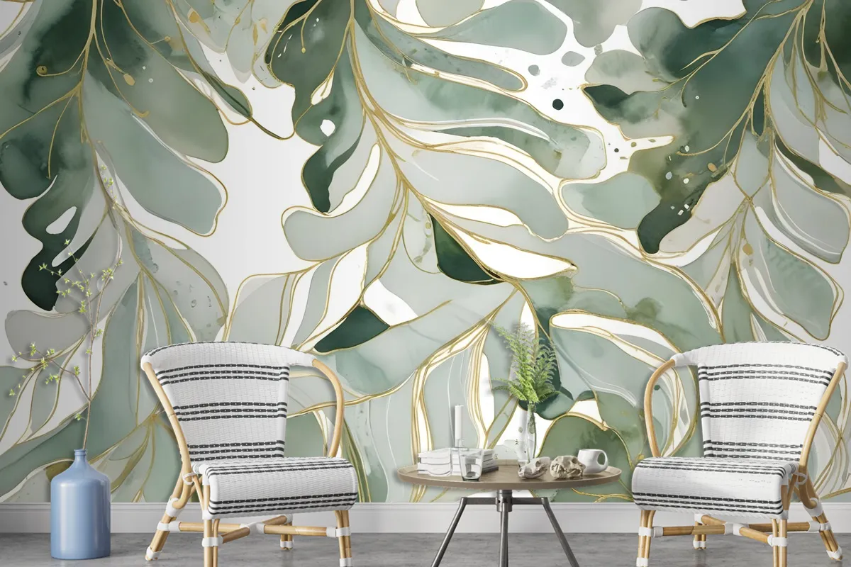 Tropical Fresh Leaf Wallpaper Mural