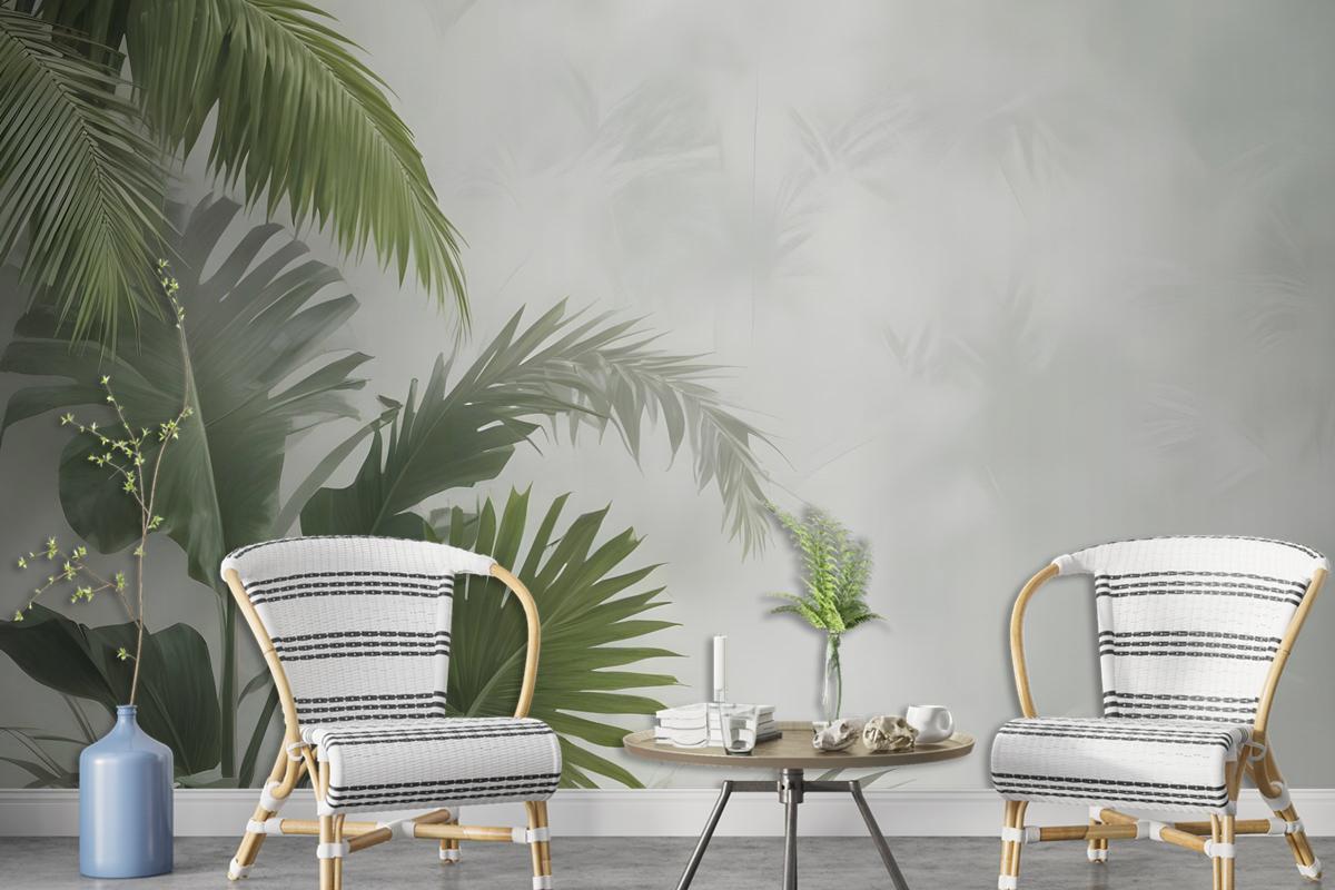 Tropical Green Palm Leaves Wallpaper Mural