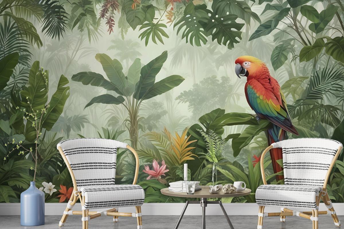 Tropical Jungle Plants Wallpaper Mural