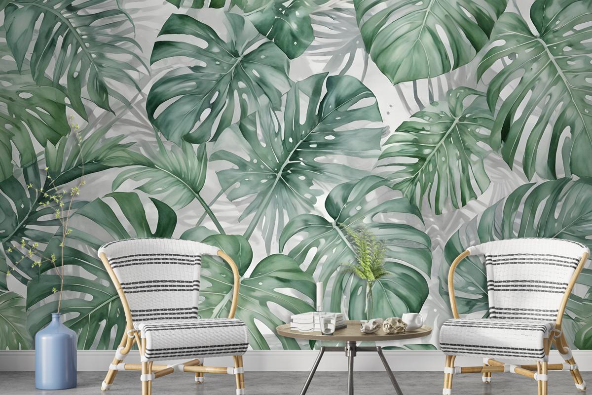 Tropical Leaf Pattern Wallpaper Mural