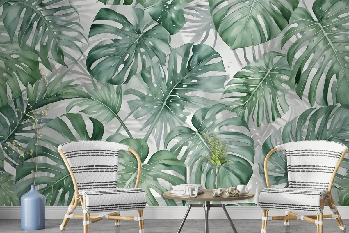 Tropical Leaf Pattern Wallpaper Mural