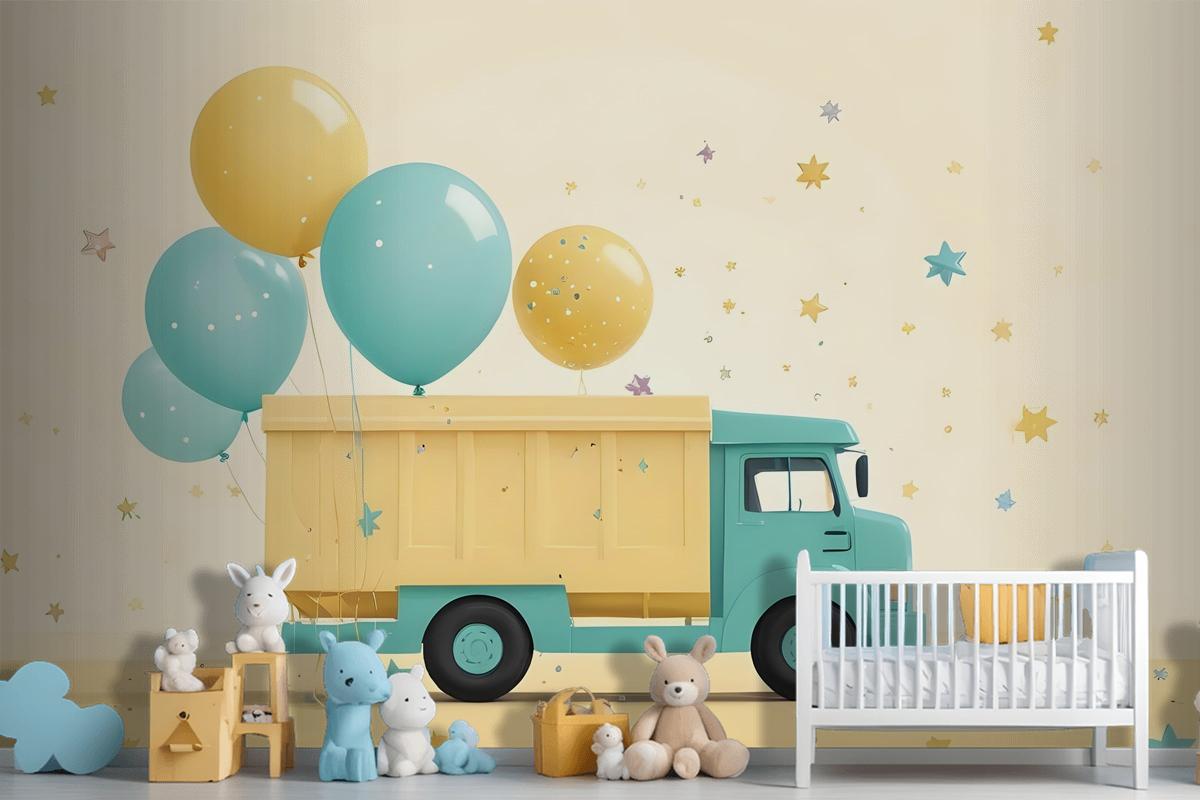 Truck Ballon Kids Wallpaper Mural