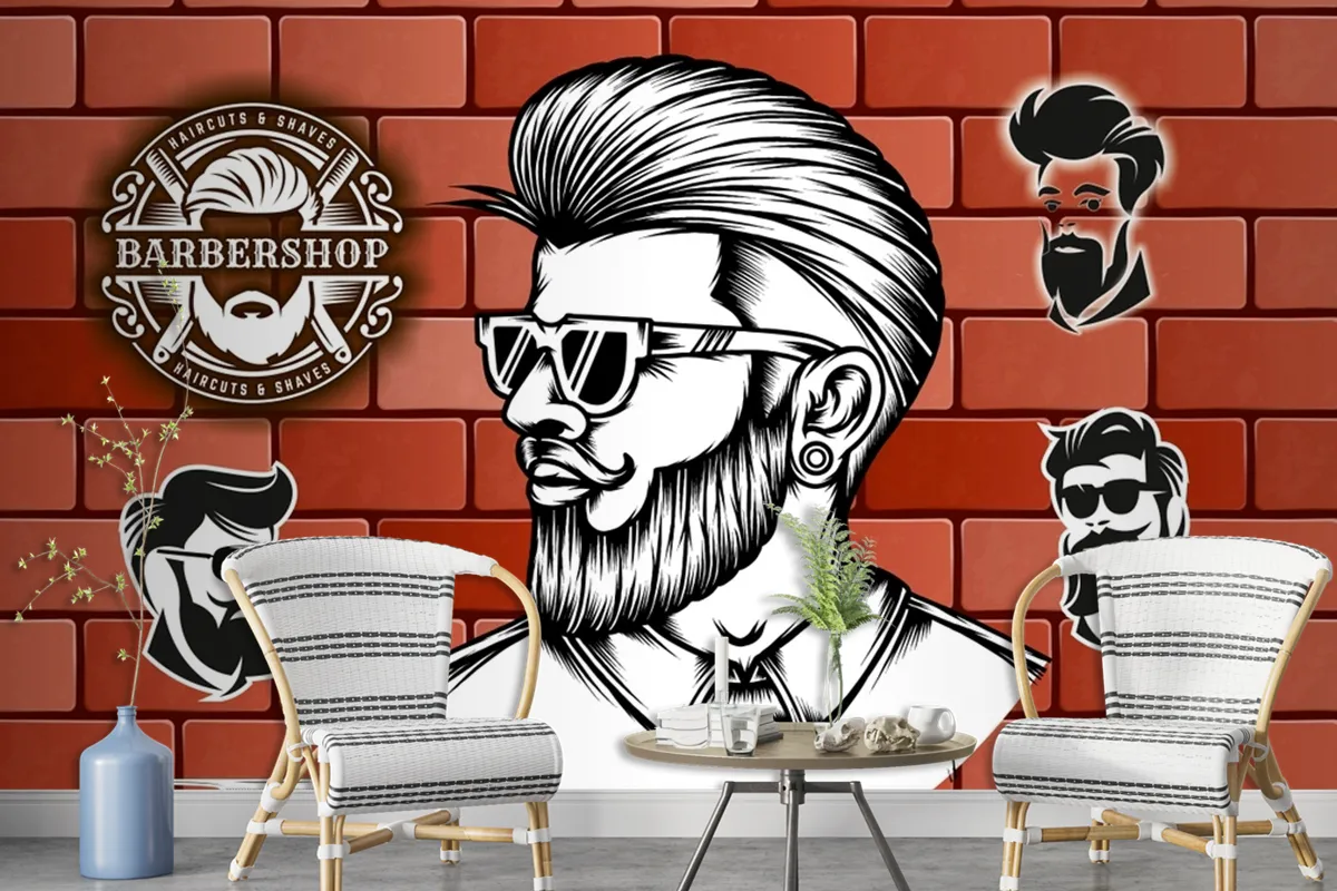 Tuğla Arka Plan Barbershop Duvar Kağıdı