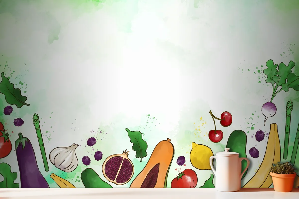 Vegetables And Fruit Wallpaper Mural