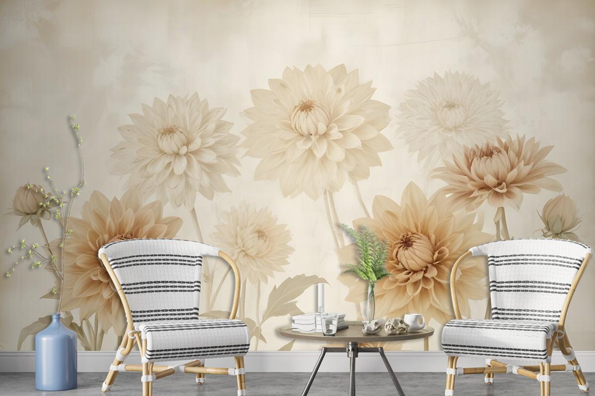 Vintage Dahlia Flower Wallpaper Mural