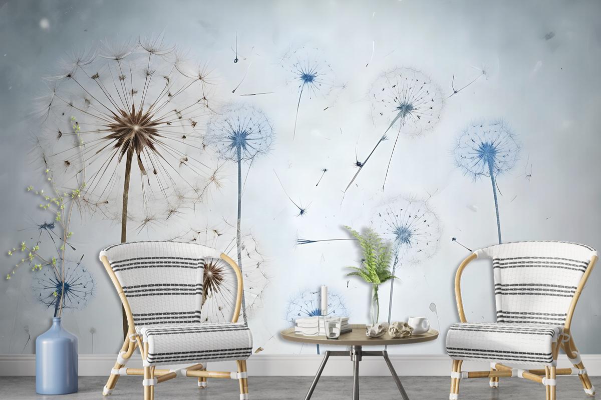 Vintage Dandelion Floral Wallpaper Mural