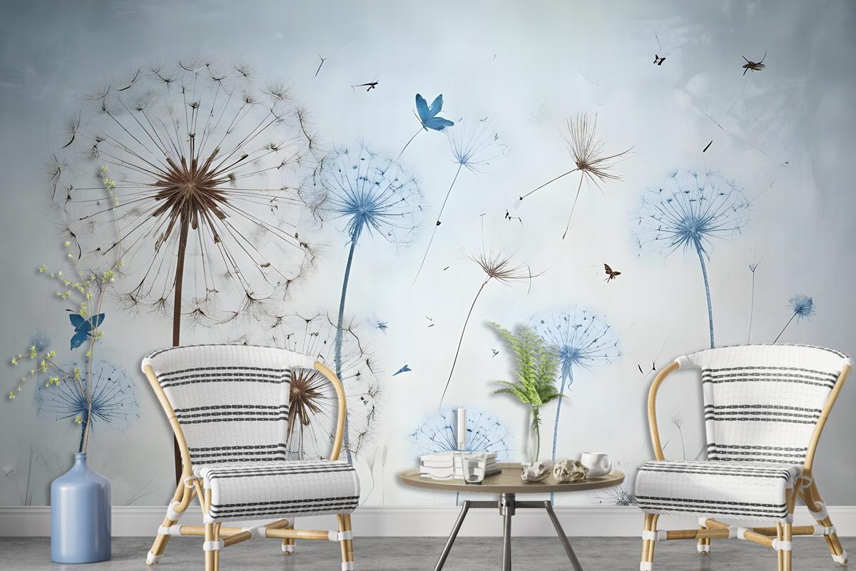 Vintage Dandelion Floral Wallpaper Mural