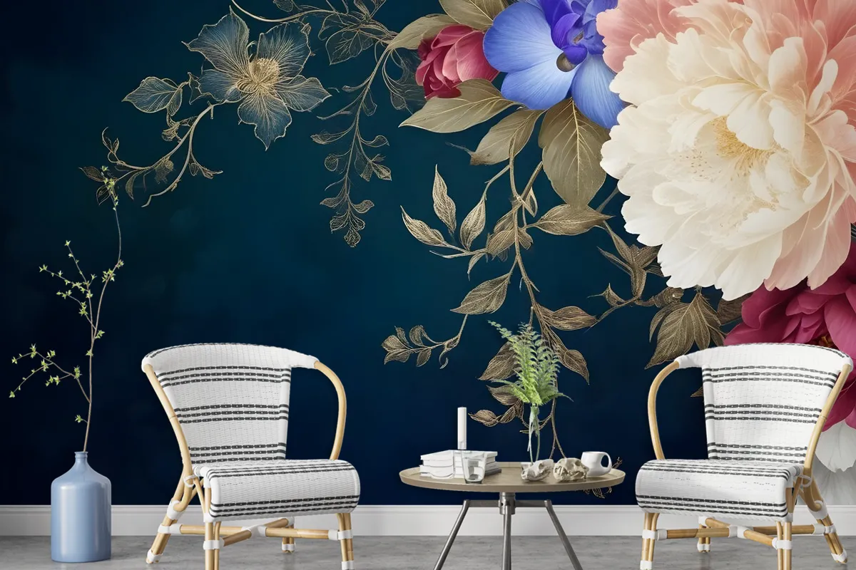 Vintage Floral Art Wallpaper Mural