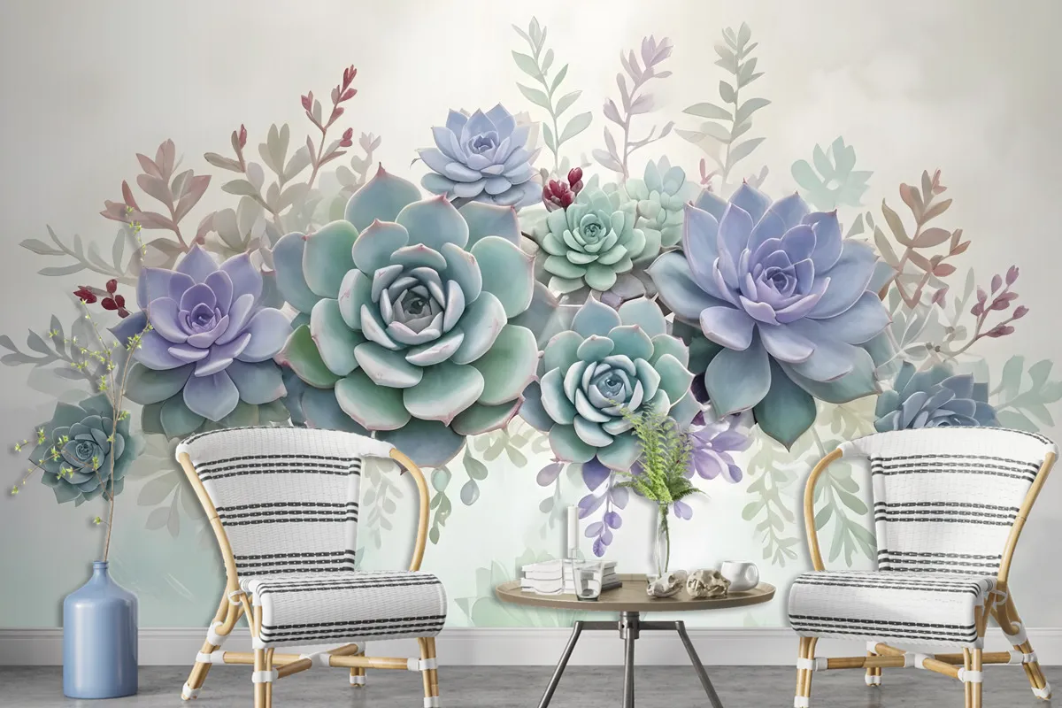 Vintage Purple Flowers Wallpaper Mural