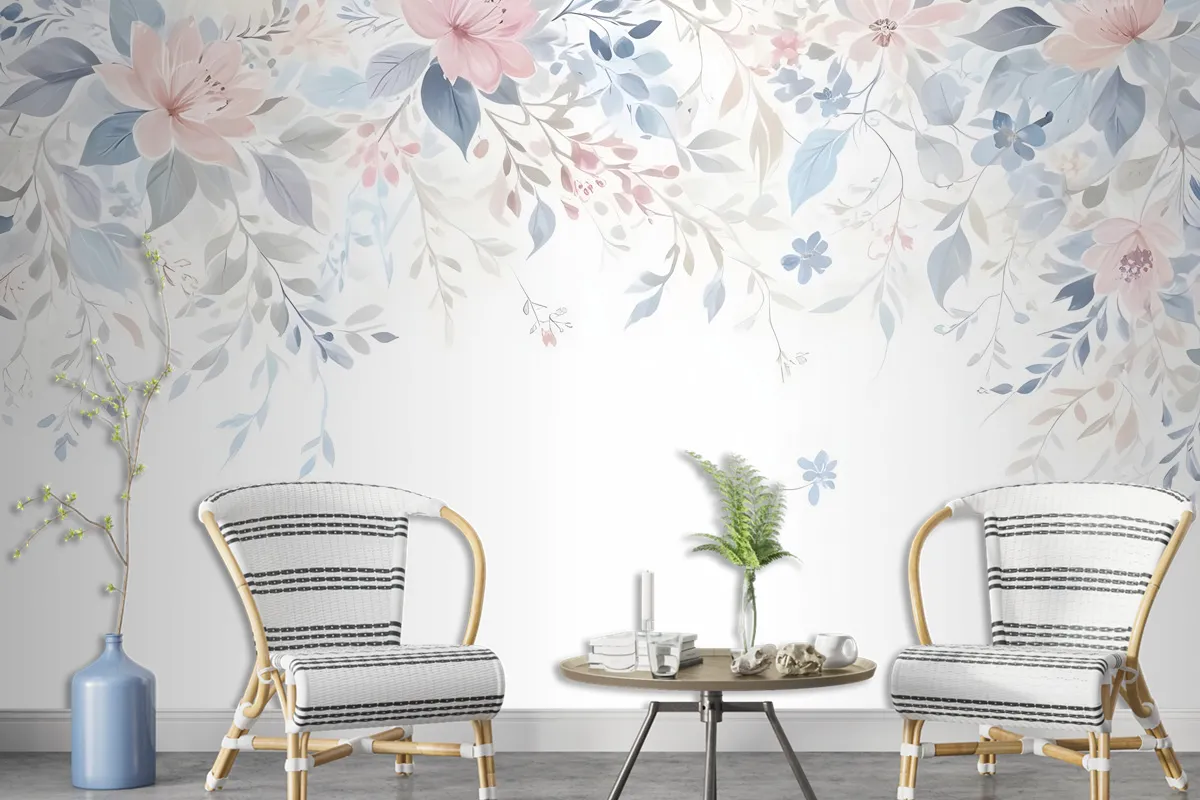 Vintage Retro Floral Art Wallpaper Mural